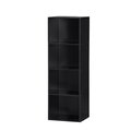 Hodedah Hodedah HID24 BLACK Four Shelf Bookcase - Black HID24 BLACK